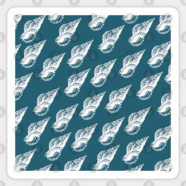 tulip shell aloha print pattern blue teal and white Sticker by maplunk